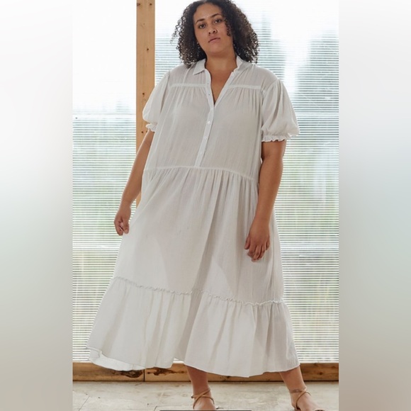 esby Dresses & Skirts - Esby Apparel Pippa White Cotton Gauze Dress Size Medium